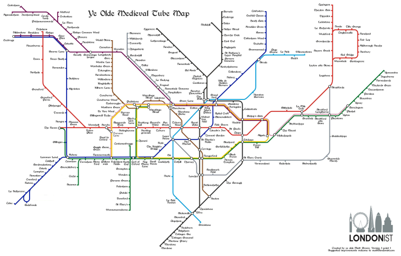 Illustration for article titled A Tube Map To Assist Time Travelers In Medieval London